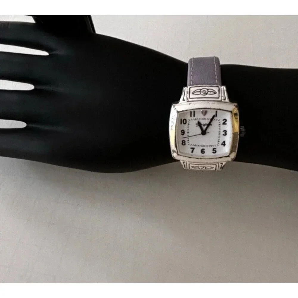 Brighton Women's Orchard Watch Silver with Blue Leather Band Has NEW BATTERY